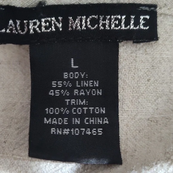 Lauren Michelle Linen Blend Top/ Jacket Coastal Cowgirl Beach Spring Large - Picture 3 of 4